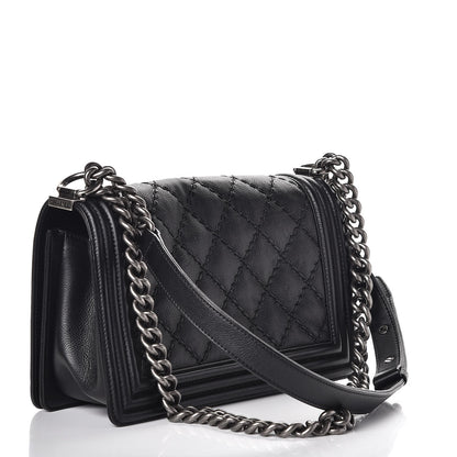 Chanel Calfskin Double Stitch Medium Boy Flap Black 3 of 13