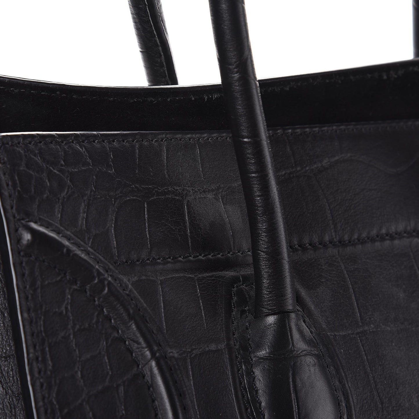 Crocodile Embossed Calfskin Medium Phantom Luggage Black