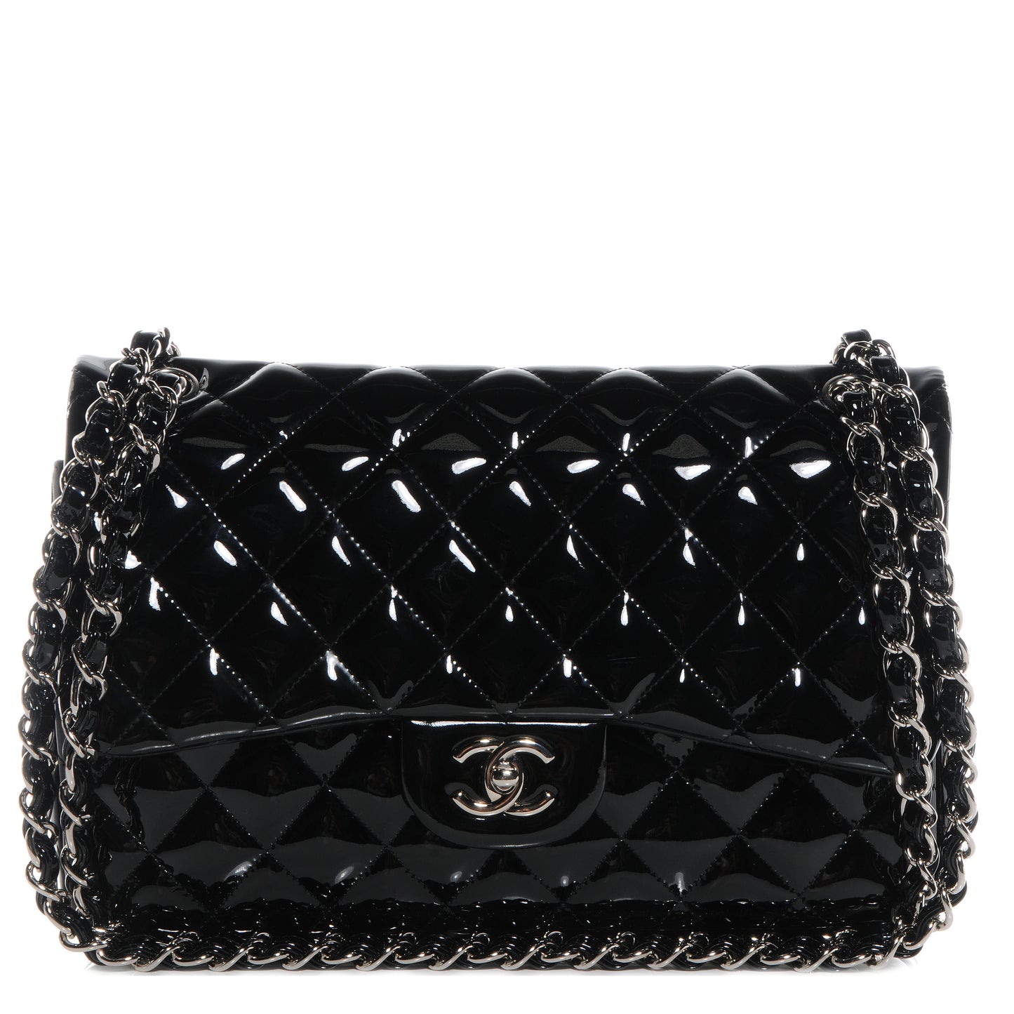 Patent Jumbo Double Flap Black