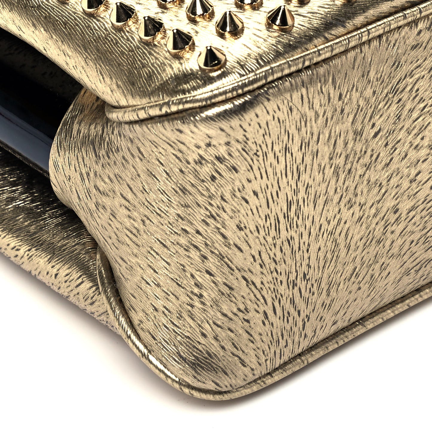 Calfskin Animal Print Small Triloubi Paris Spikes Chain Bag Platine Gold
