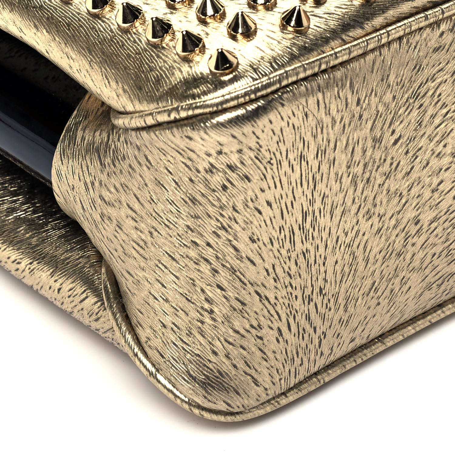 Christian Louboutin Calfskin Animal Print Small Triloubi Paris Spikes Chain Bag Platine Gold 7 of 8