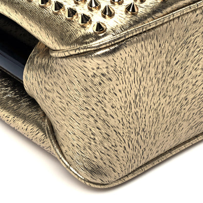 Christian Louboutin Calfskin Animal Print Small Triloubi Paris Spikes Chain Bag Platine Gold 7 of 8