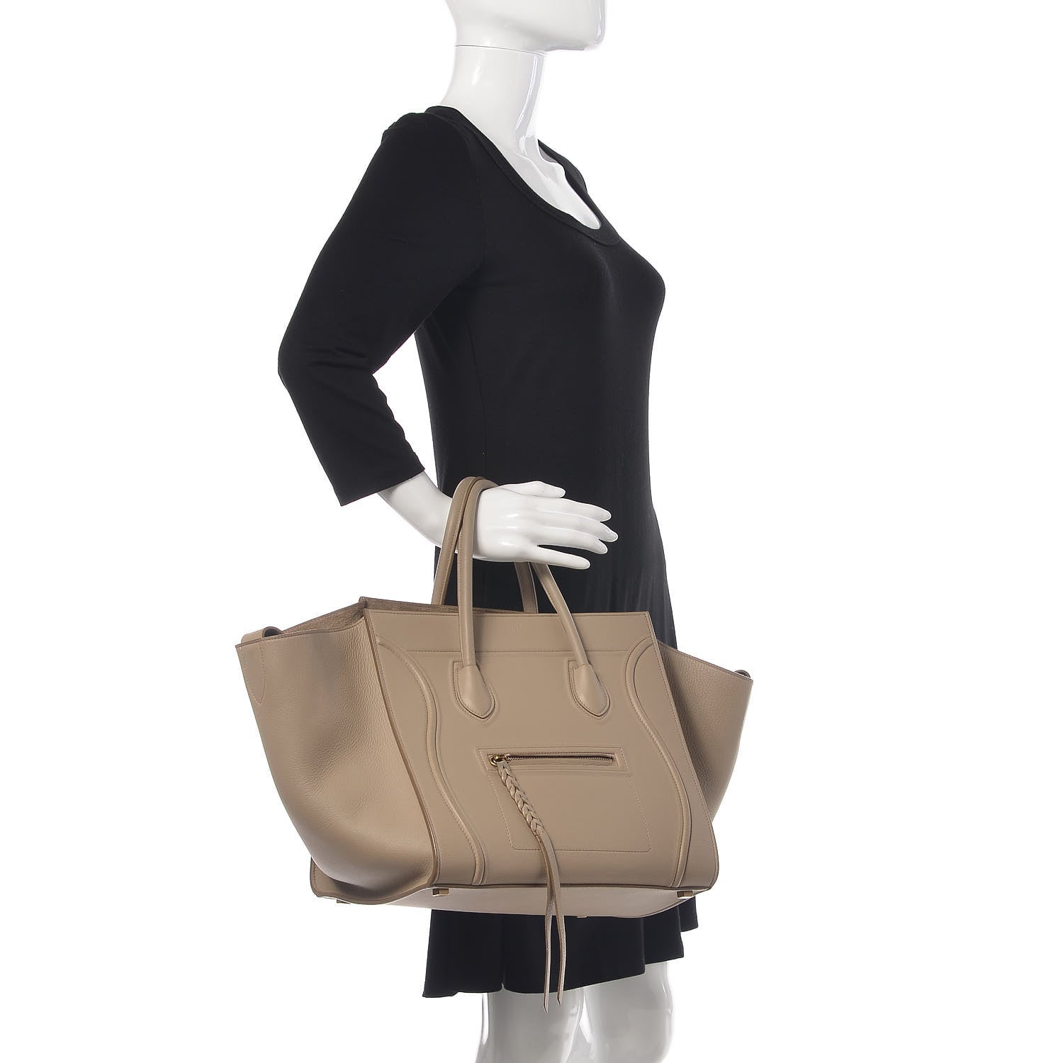 Celine Supple Calfskin Medium Phantom Luggage Beige 2 of 18