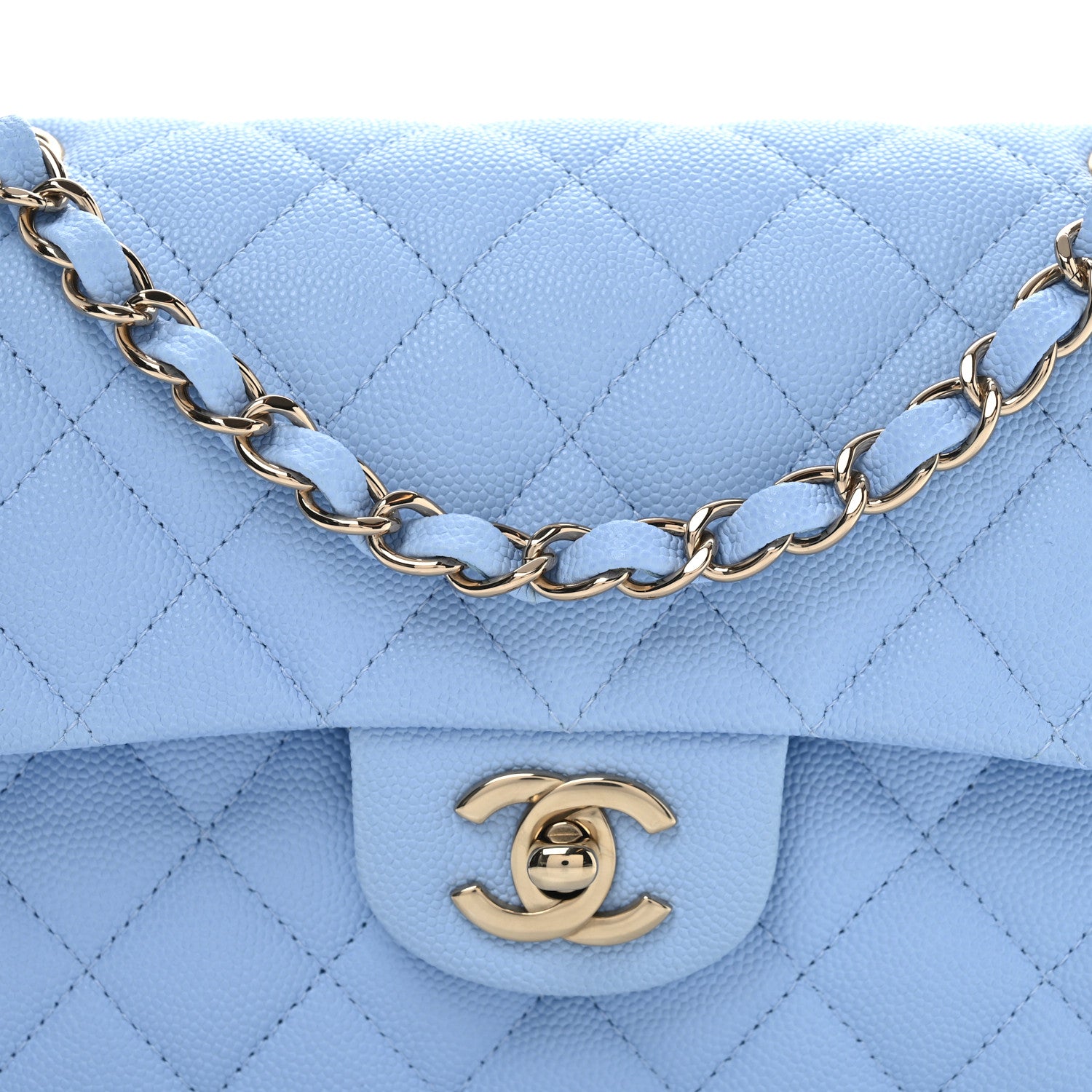 Chanel Caviar Quilted Small Double Flap Light Blue 8 of 11
