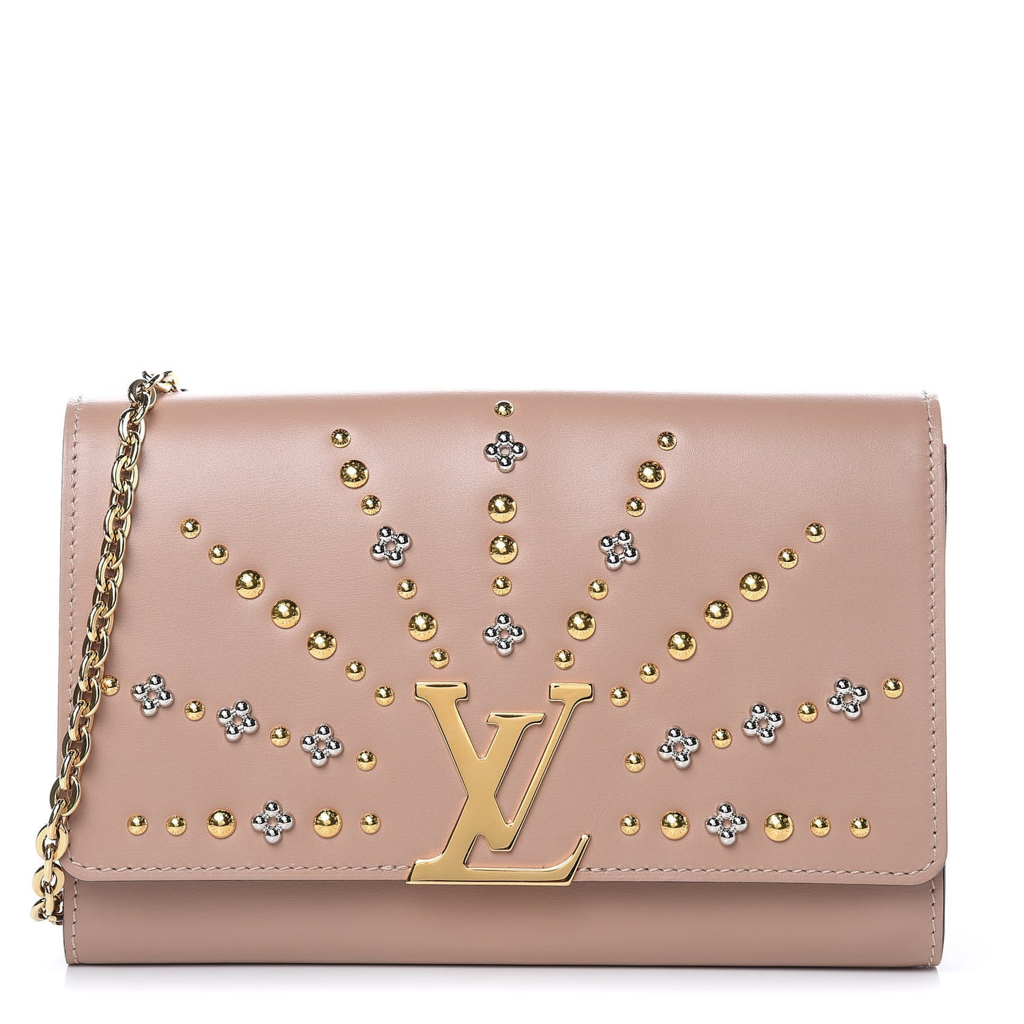 Calfskin Studded Louise Chain GM Nude