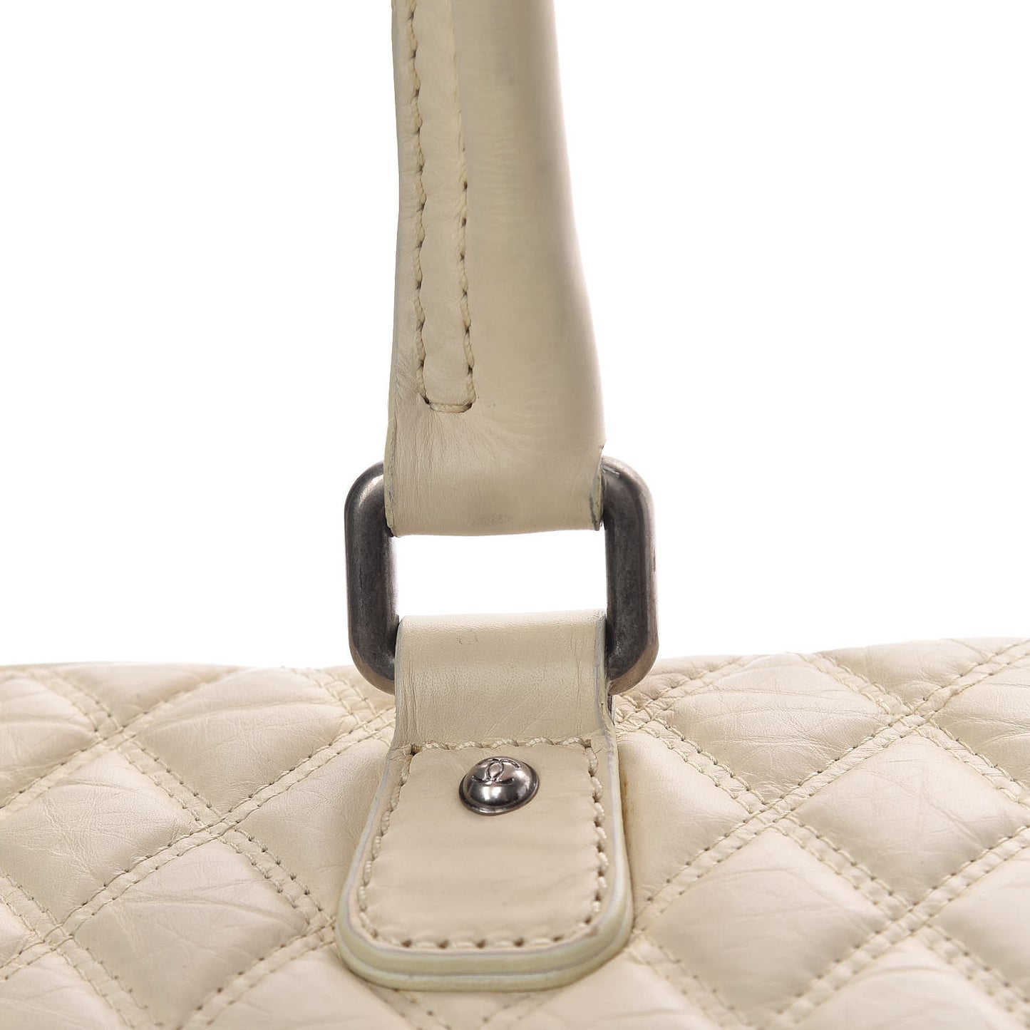Aged Calfskin Quilted Paris New York PNY Laptop Bag Ivory