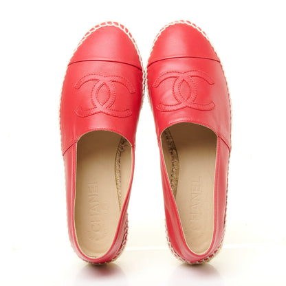 Chanel Lambskin CC Espadrilles 37 Red 5 of 10