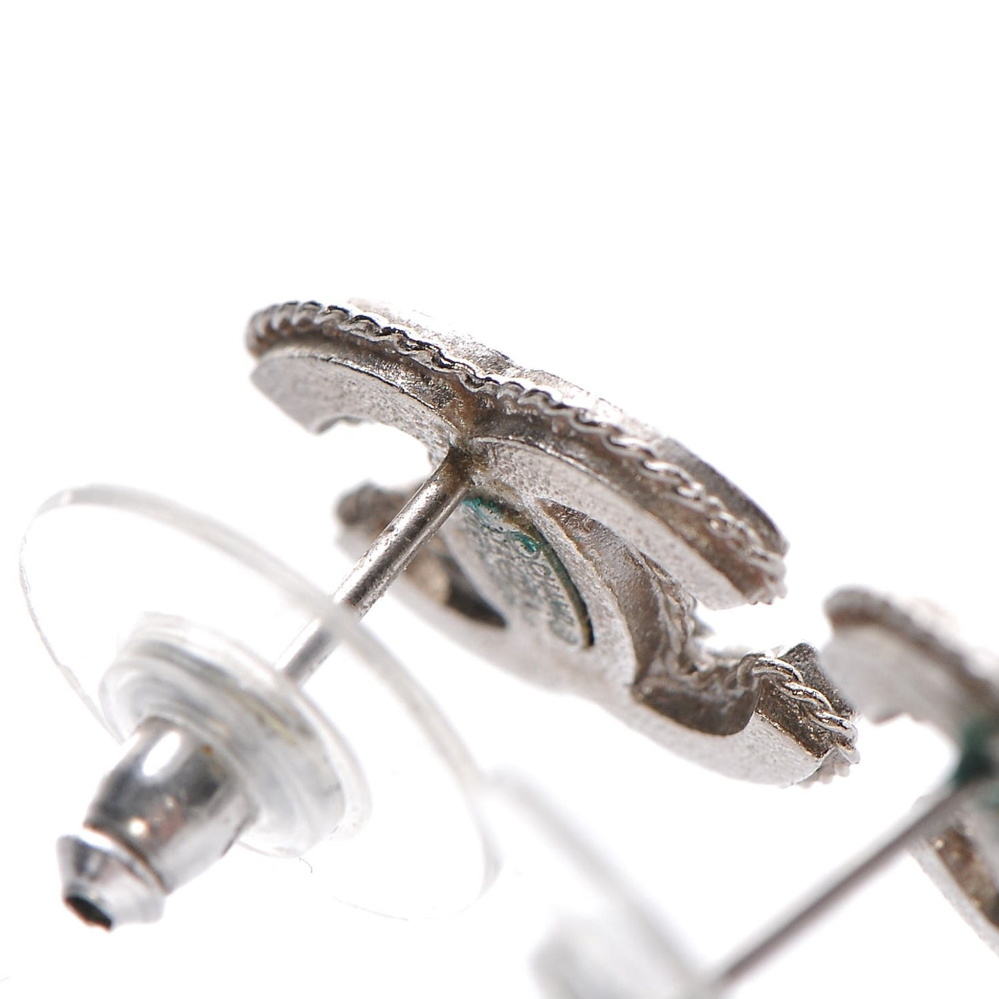 Hammered CC Earrings Silver