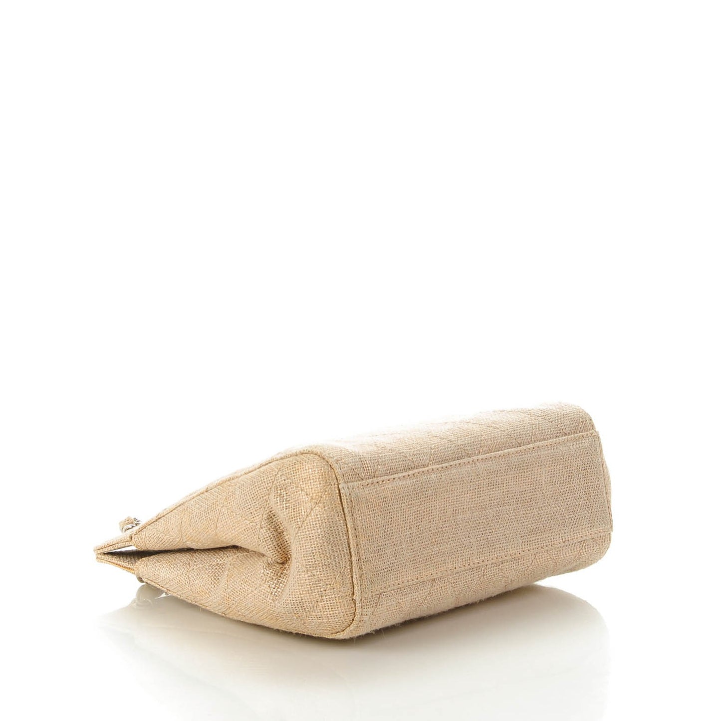 Metallic Linen Quilted Shoulder Bag Gold