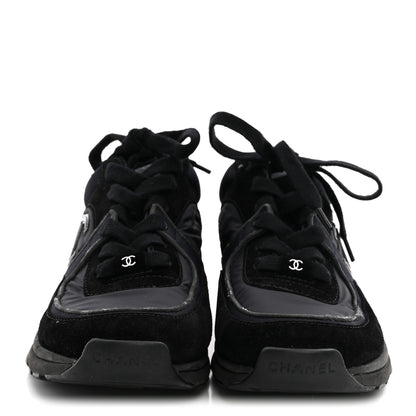 Chanel Fabric Calfskin Suede CC Sneakers 38 Black 3 of 10