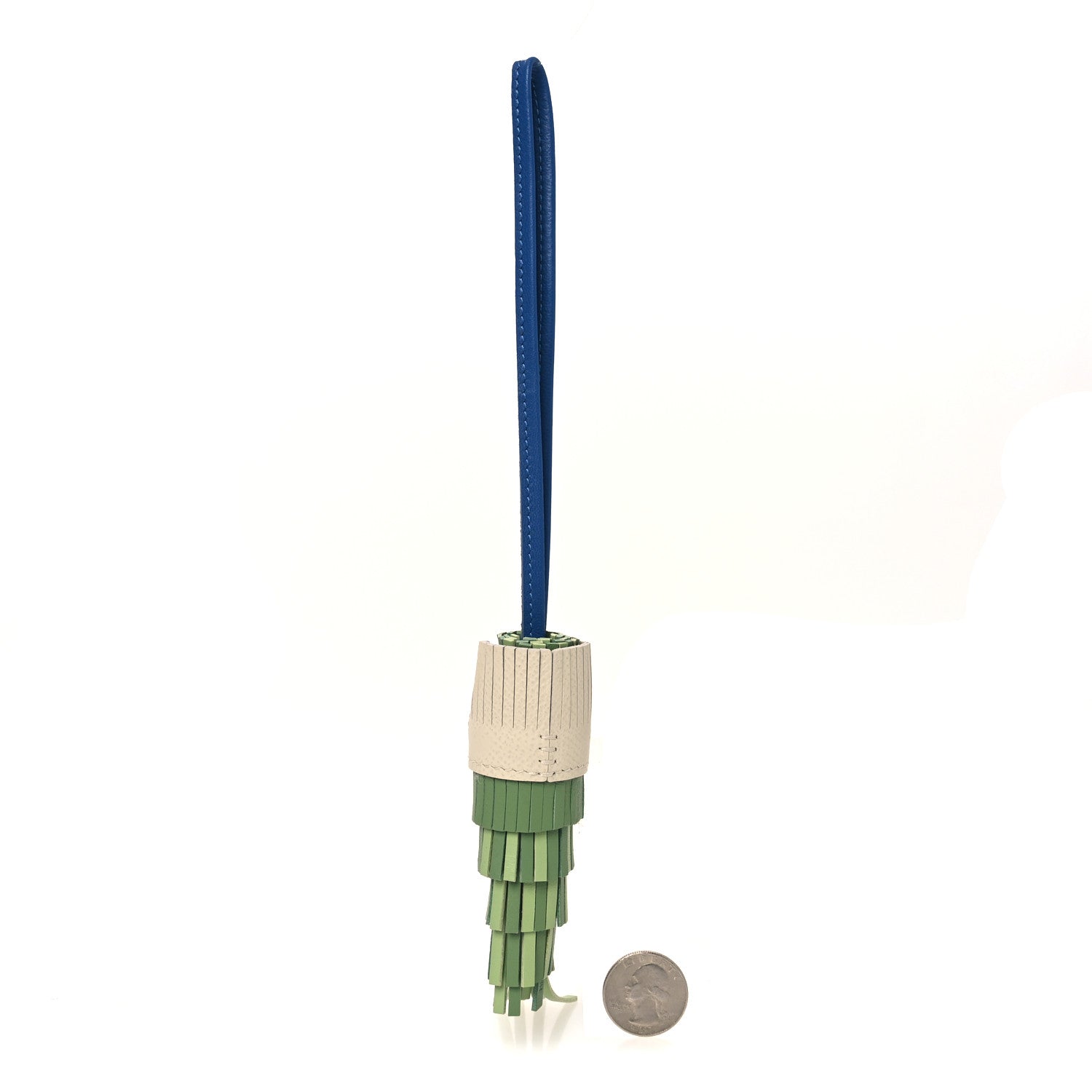 Hermes Milo Lambskin Epsom Chouette Bag Charm Vert Yucca Vert Cricket Bleu France Nata 2 of 4