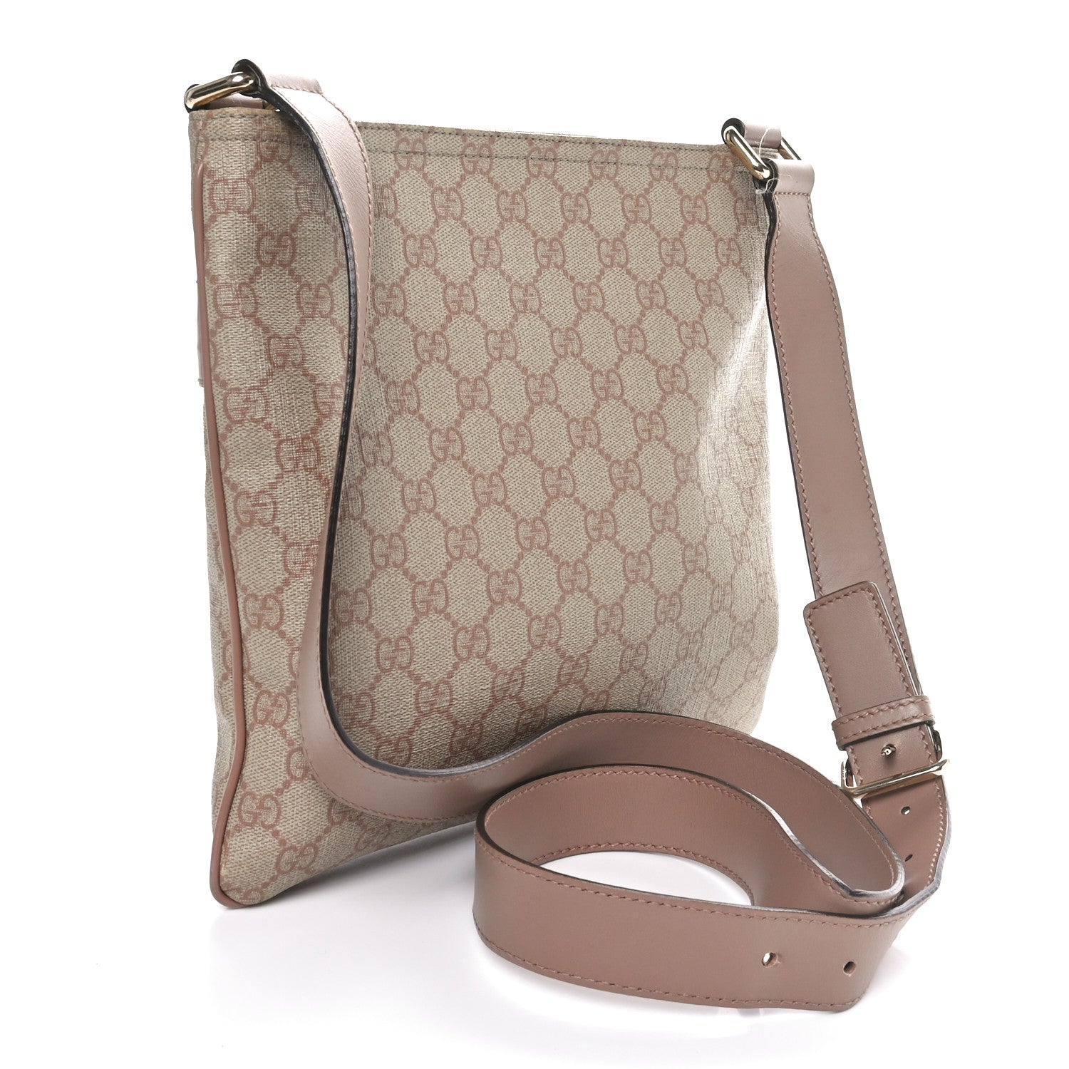 Gucci GG Supreme Monogram Selleria Calfskin Small Flat Messenger Bag Pink 3 of 10