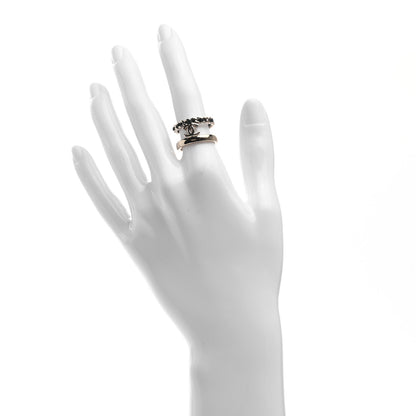 Chanel Metal Lambskin CC Ring 50 Gold Black 2 of 4