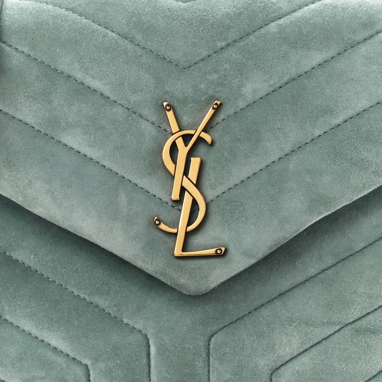 Suede Calfskin Y Quilted Monogram Small Loulou Chain Satchel Vert Opaline