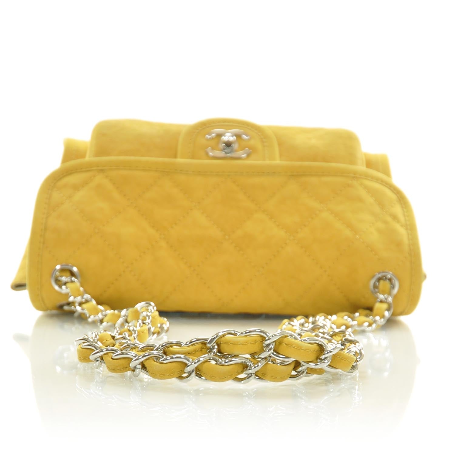 Chanel Ultra Soft Suede Calfskin Natural Beauty Flap Bag Yellow 5 of 9