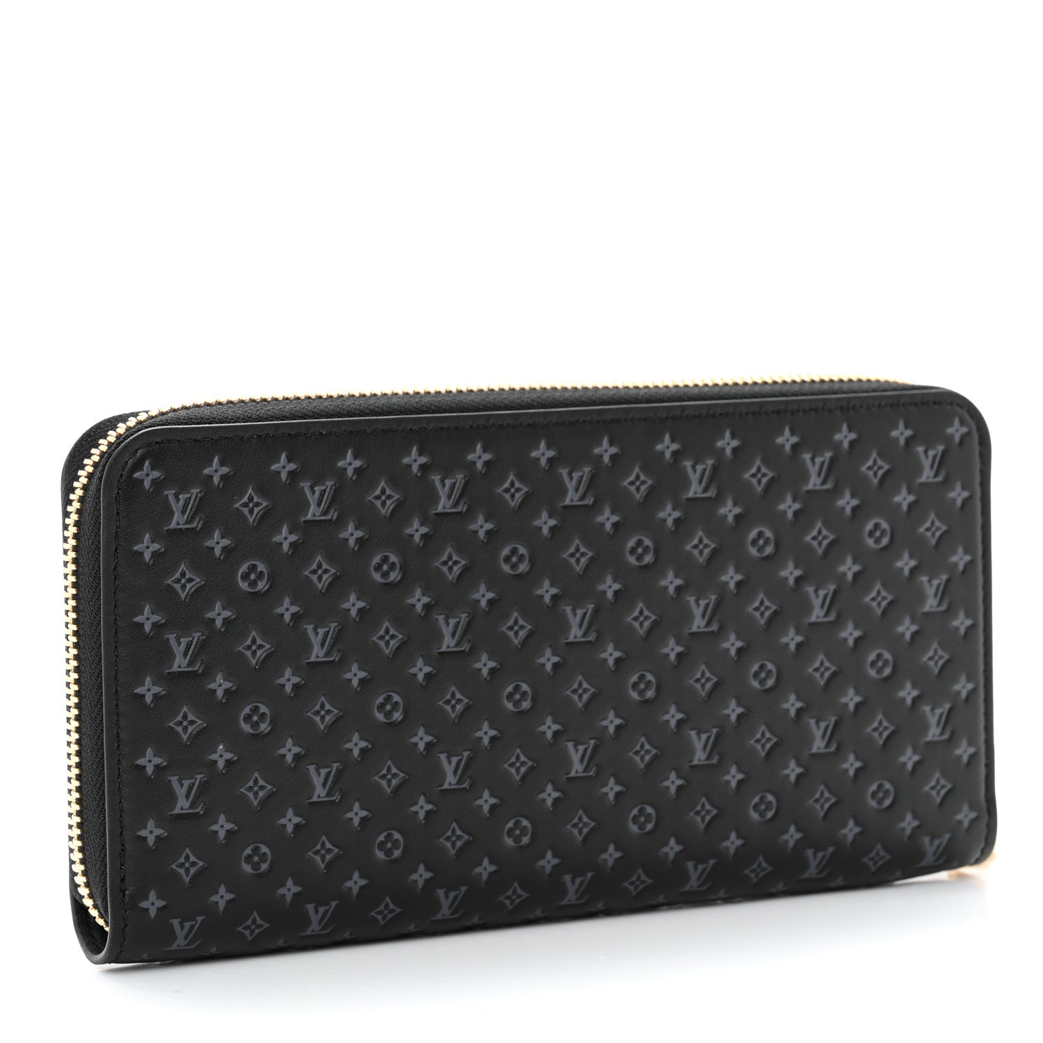 Louis Vuitton Calfskin Nanogram Embossed Zippy Wallet Black 3 of 7