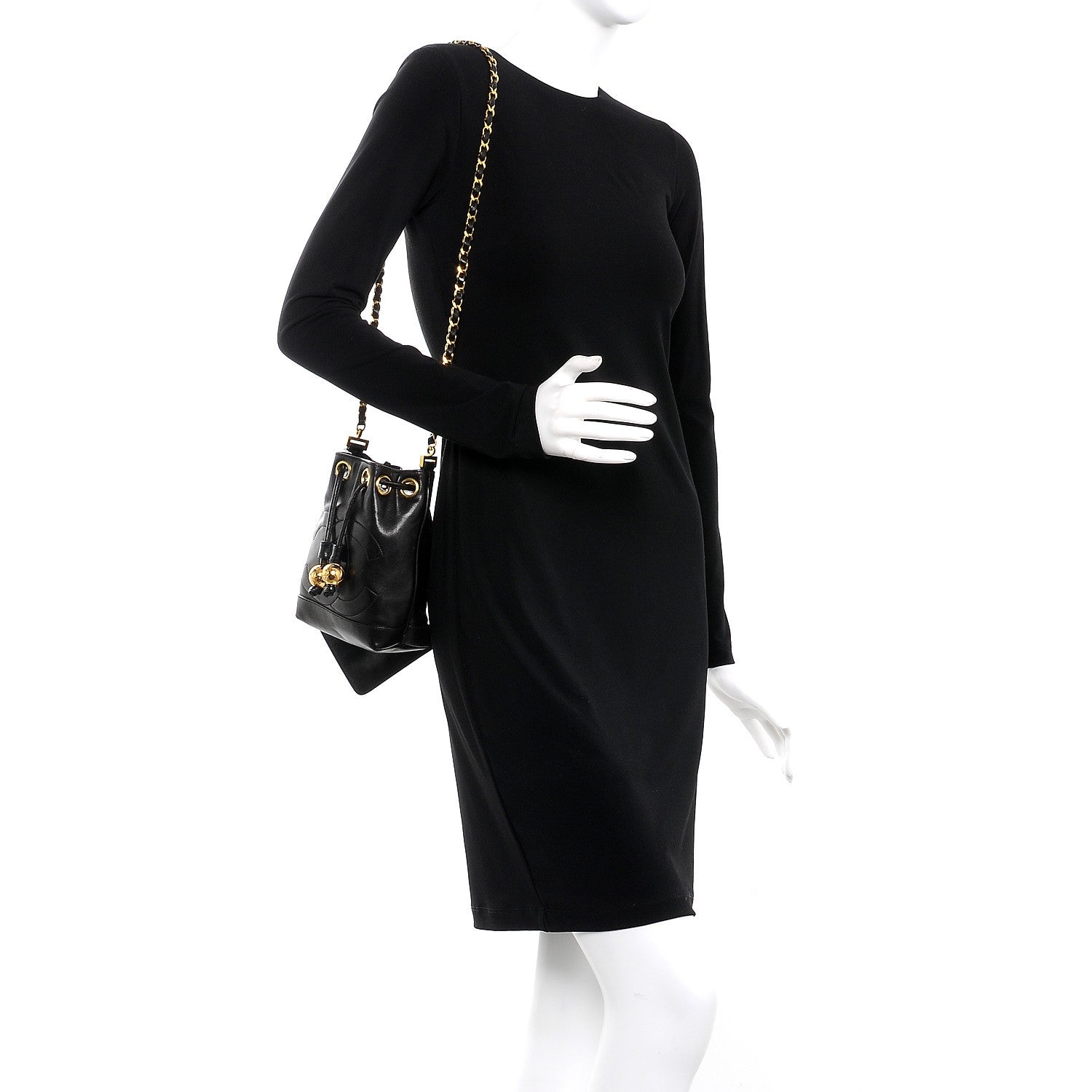 Chanel Lambskin CC Drawstring Bag Black 2 of 13