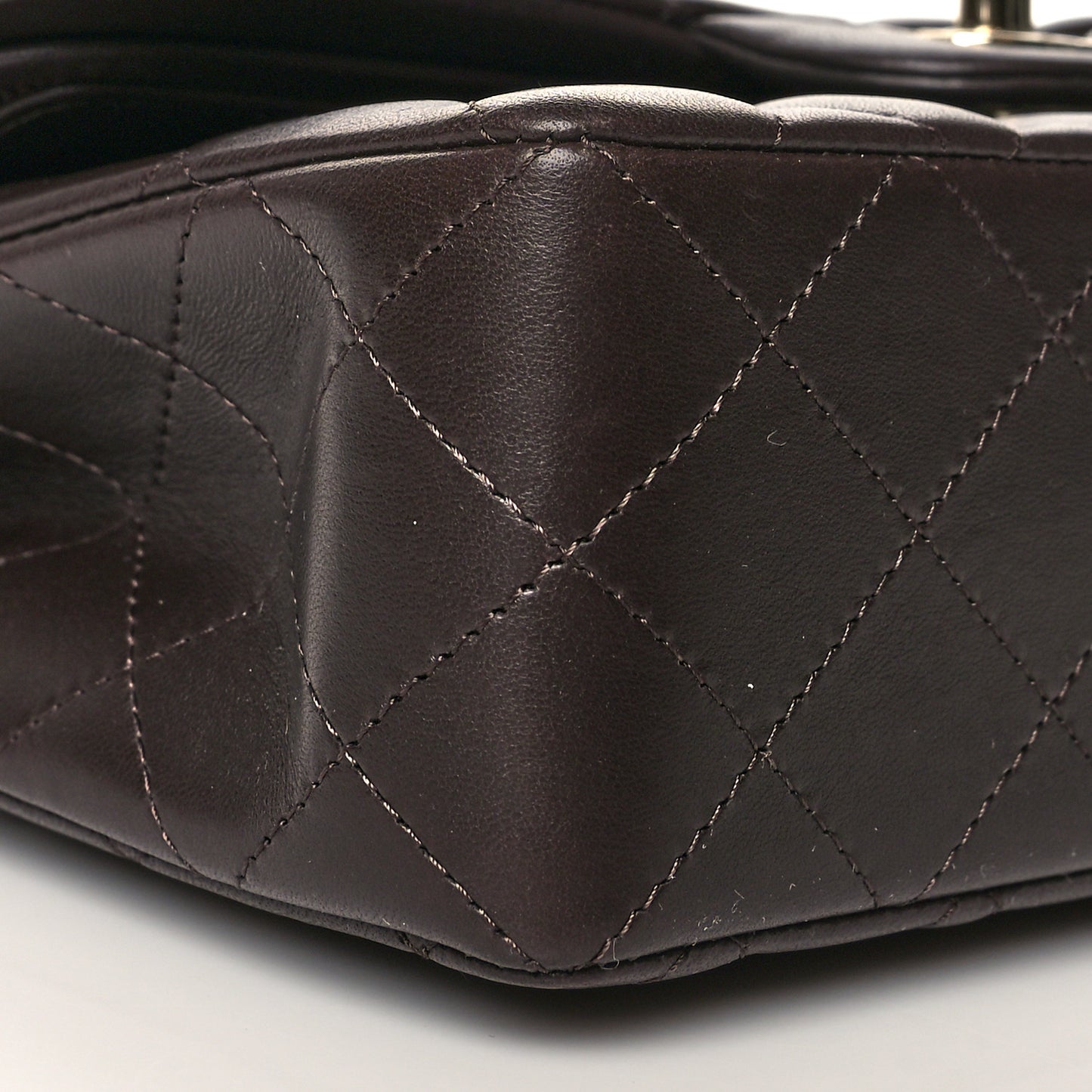 Lambskin Quilted Small Double Flap Dark Brown