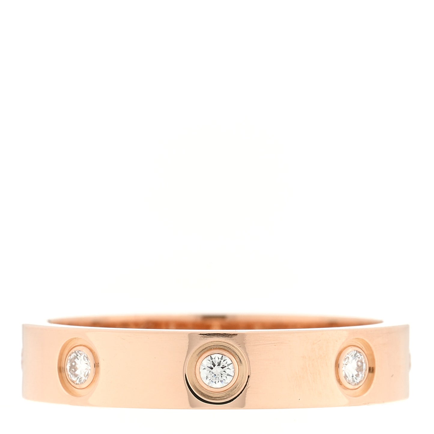 18K Pink Gold 8 Diamond 4mm LOVE Wedding Band Ring 54 7