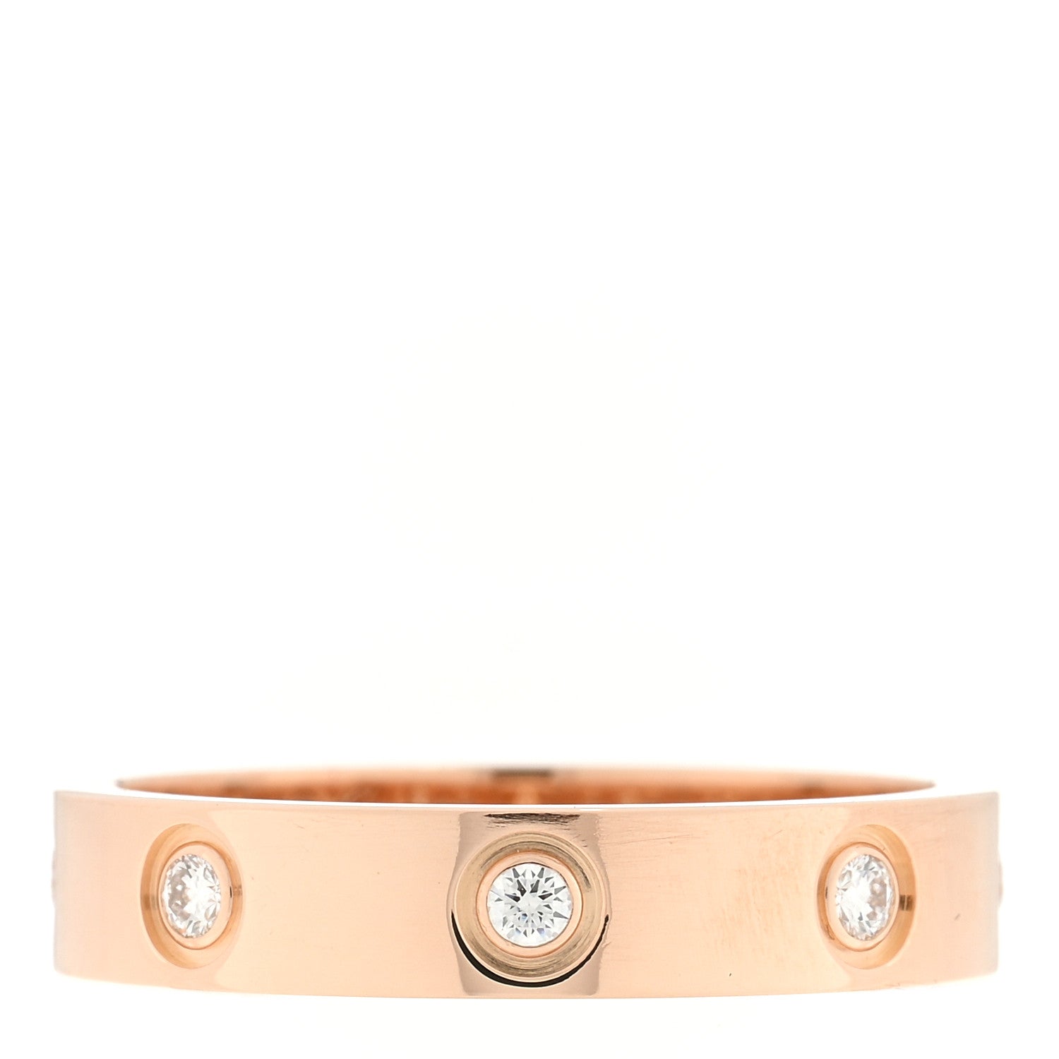 Cartier 18K Pink Gold 8 Diamond 4mm LOVE Wedding Band Ring 54 7 1 of 5