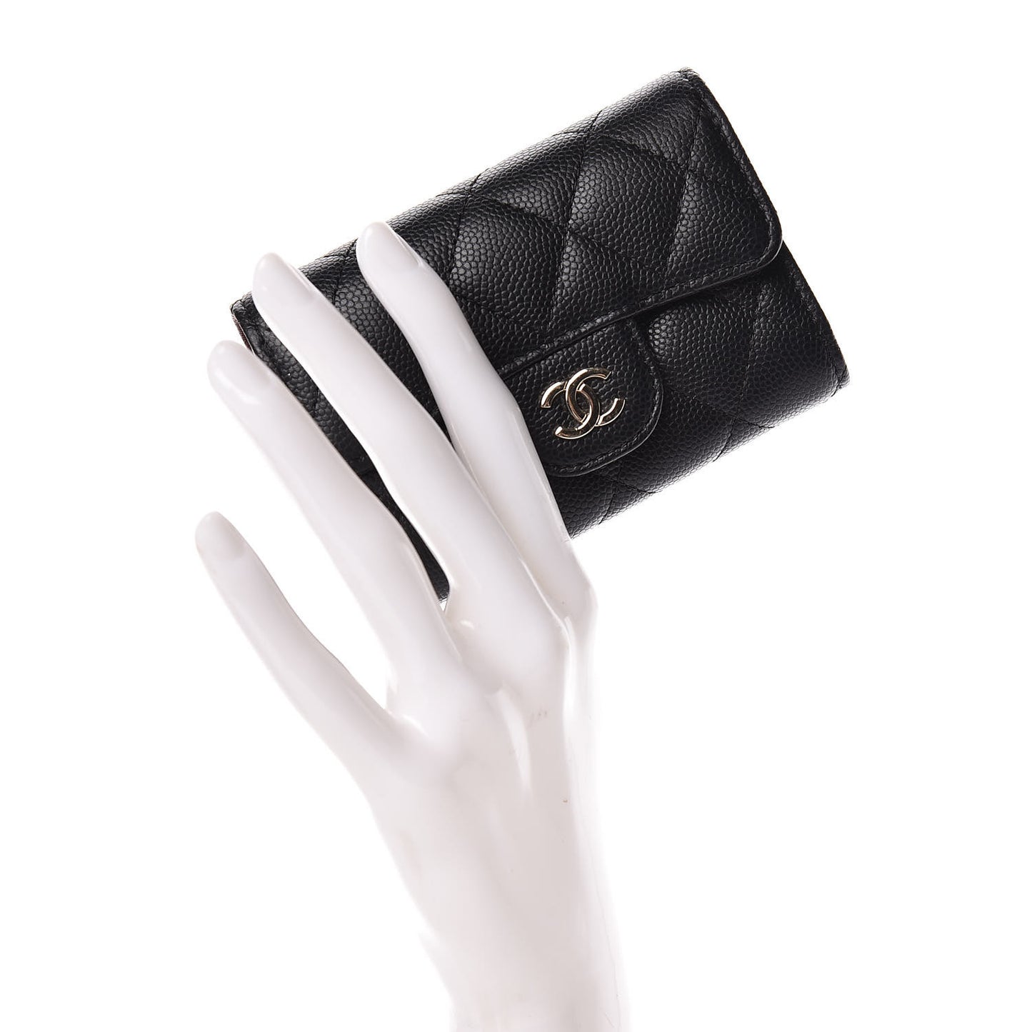 Caviar Quilted Classic 4 Key Holder Wallet Black