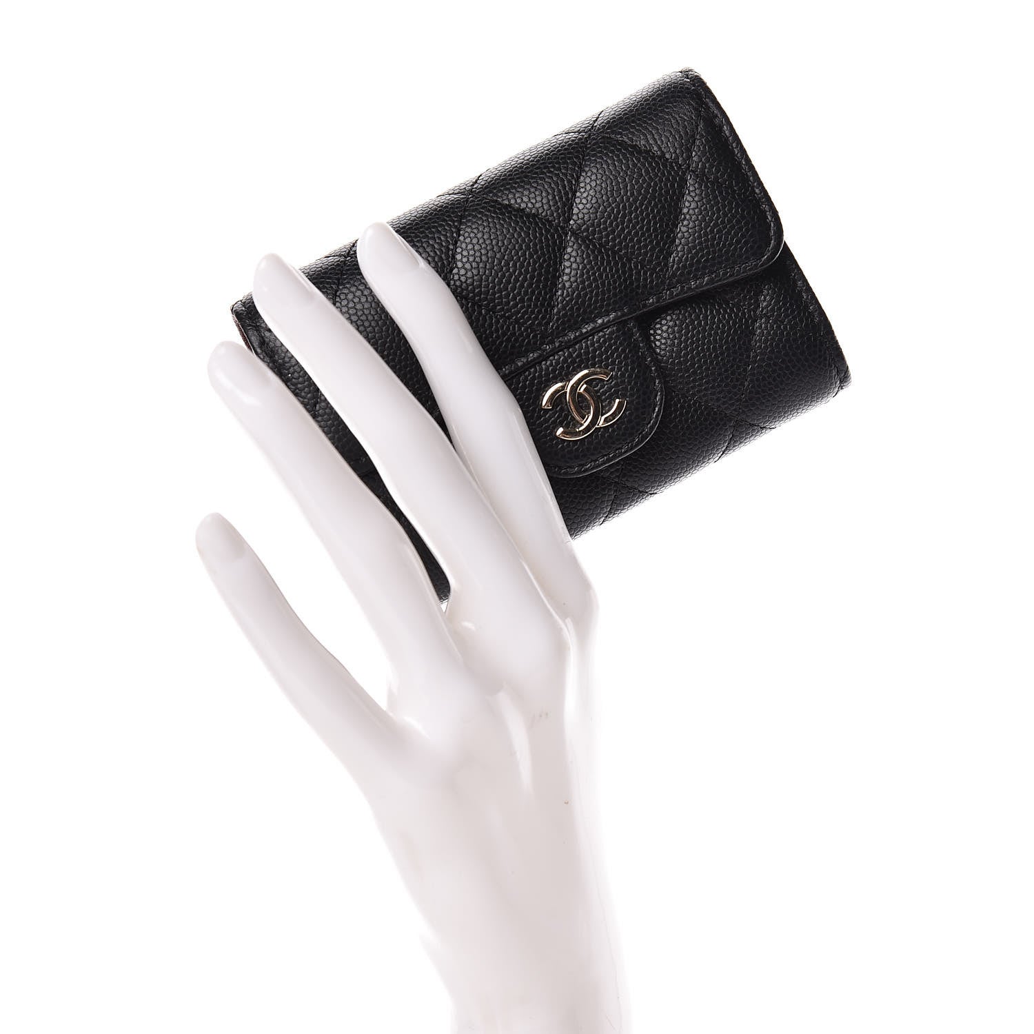 Chanel Caviar Quilted Classic 4 Key Holder Wallet Black 2 of 9