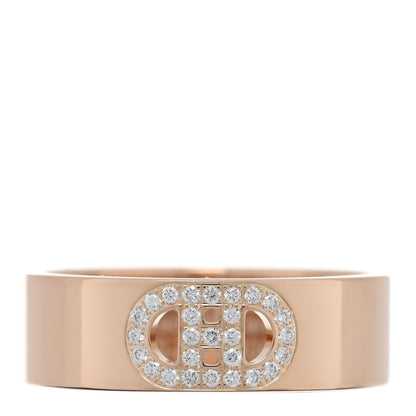 Hermes 18K Rose Gold Diamond PM H D'Ancre Ring 50 5.25 1 of 4