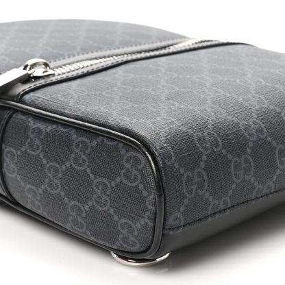 Gucci GG Supreme Monogram Calfskin Web Sling Backpack Black Grey 9 of 10