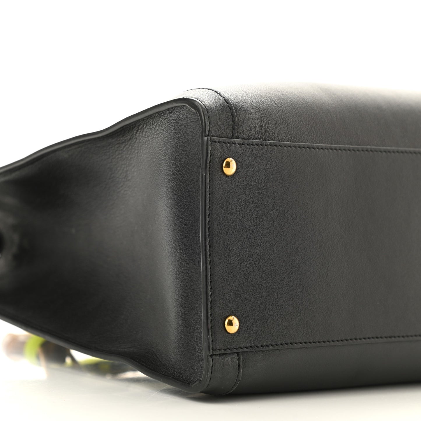 Calfskin Medium Diana Tote Bag Black Yellow Fluo