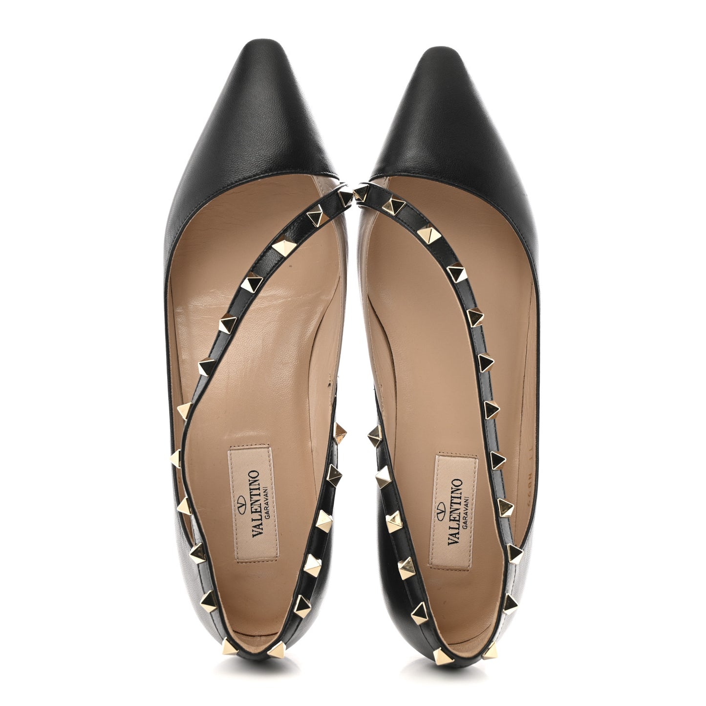 Nappa Rockstud Cross Strap D’Orsay Flats 37 Black Poudre
