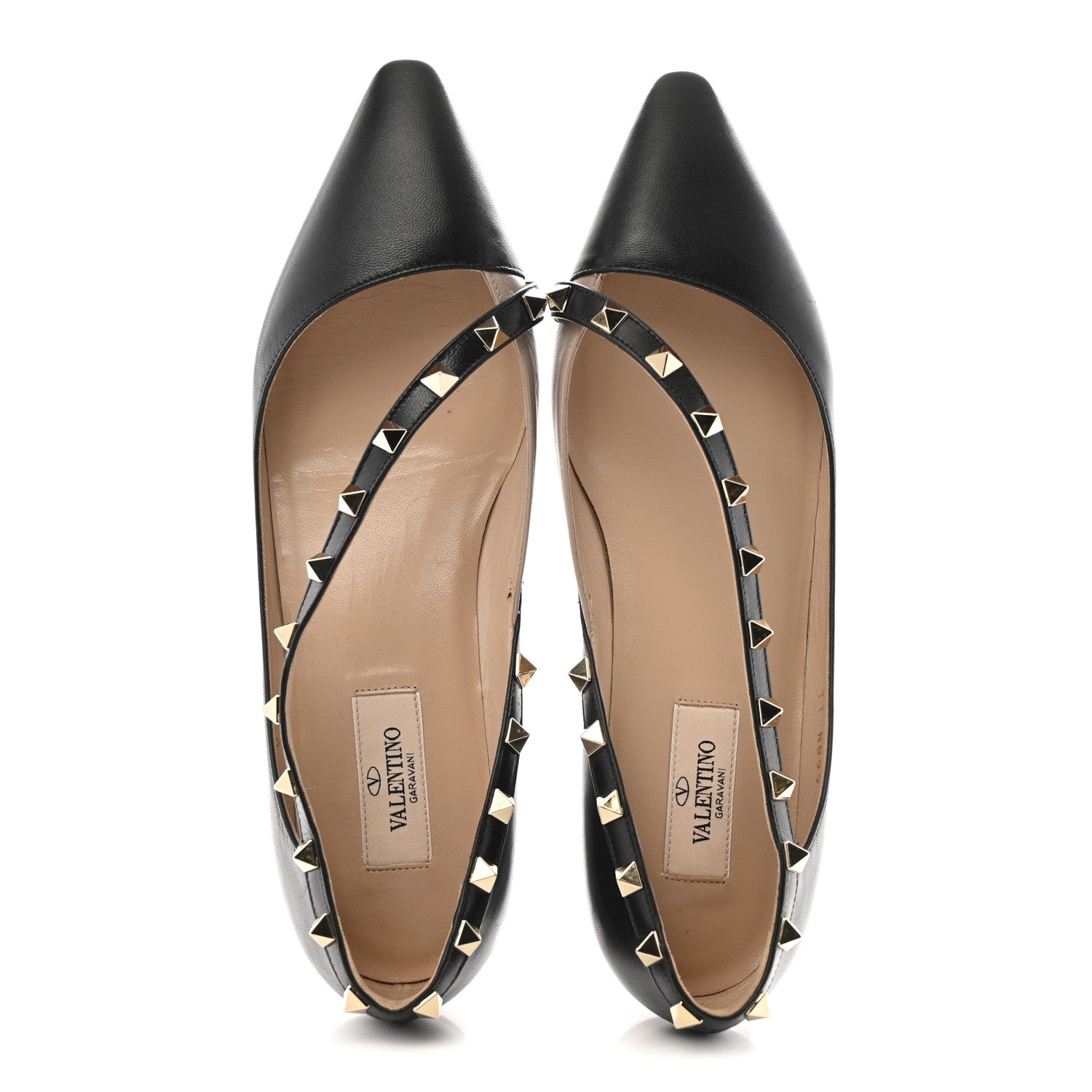 Valentino Garavani Nappa Rockstud Cross Strap D’Orsay Flats 37 Black Poudre 2 of 10