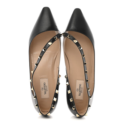 Valentino Garavani Nappa Rockstud Cross Strap D’Orsay Flats 37 Black Poudre 2 of 10