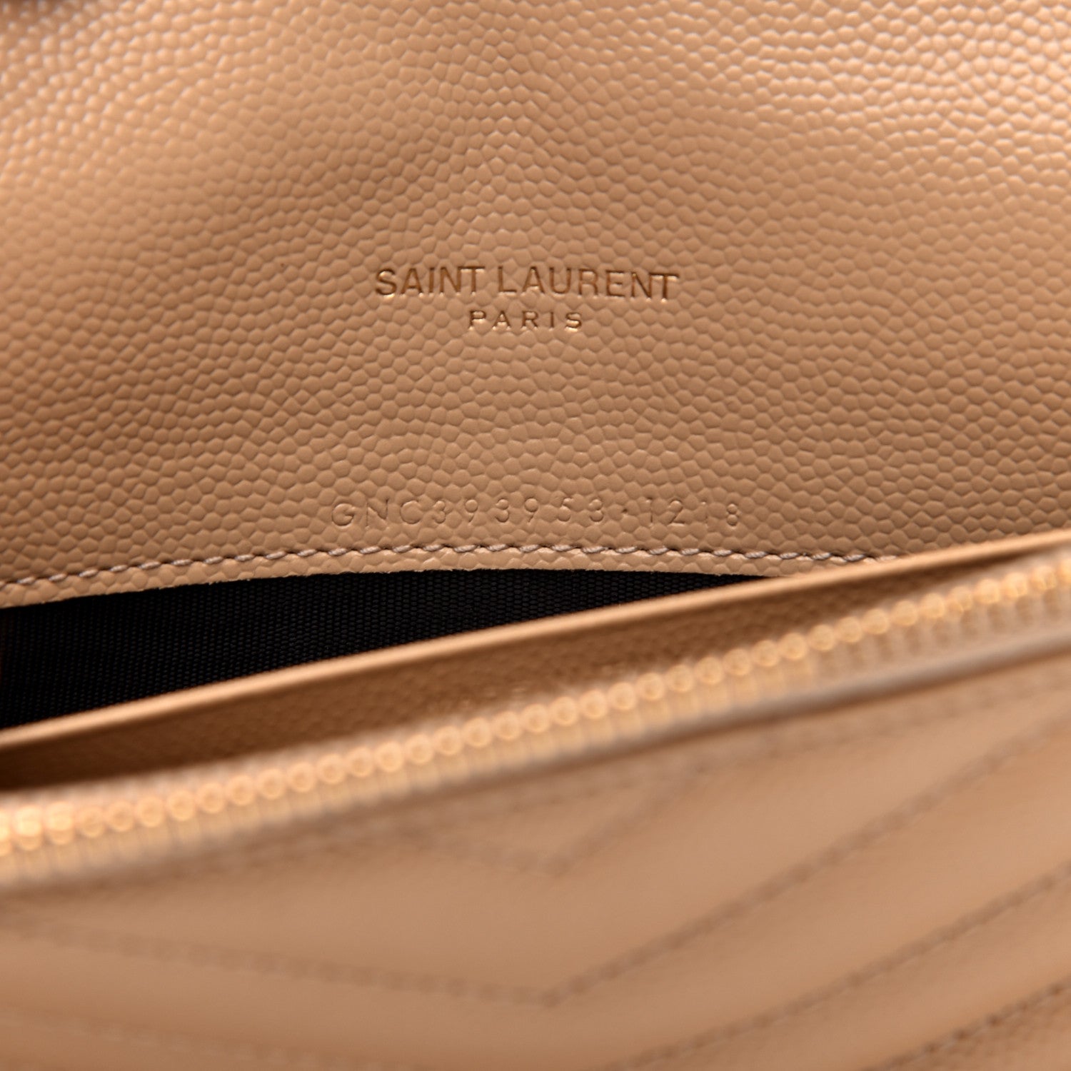 Saint Laurent Grain De Poudre Matelasse Chevron Monogram Envelope Chain Wallet Nude Powder 9 of 9