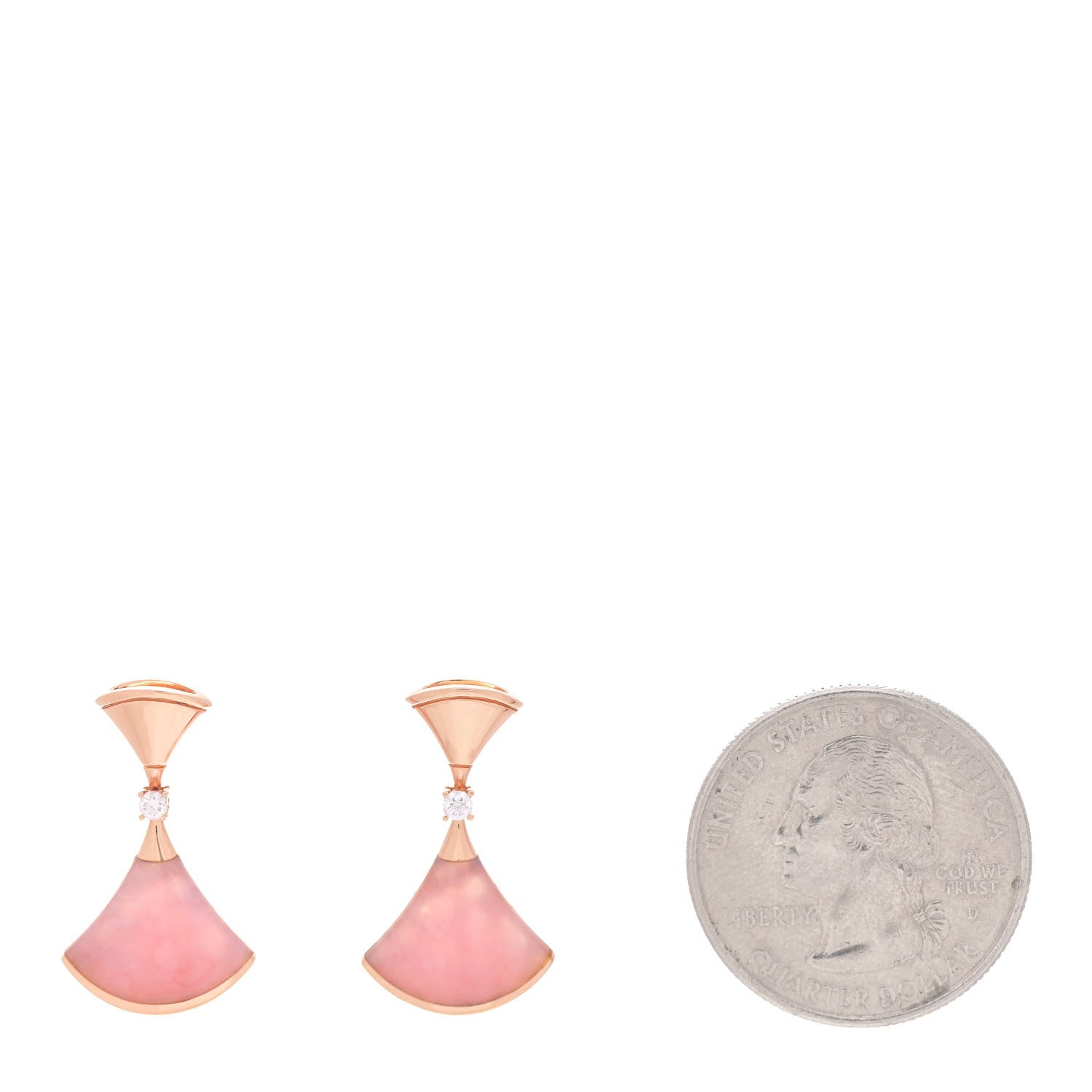 Bulgari 18K Rose Gold Diamond Pink Opal Divas' Dream Earrings 2 of 6