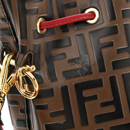 Fendi Vitello Grace F is Fendi Bi-Color FF 1974 Embossed Grande Mon Tresor Bucket Bag Maya Black Fragola 15 of 15