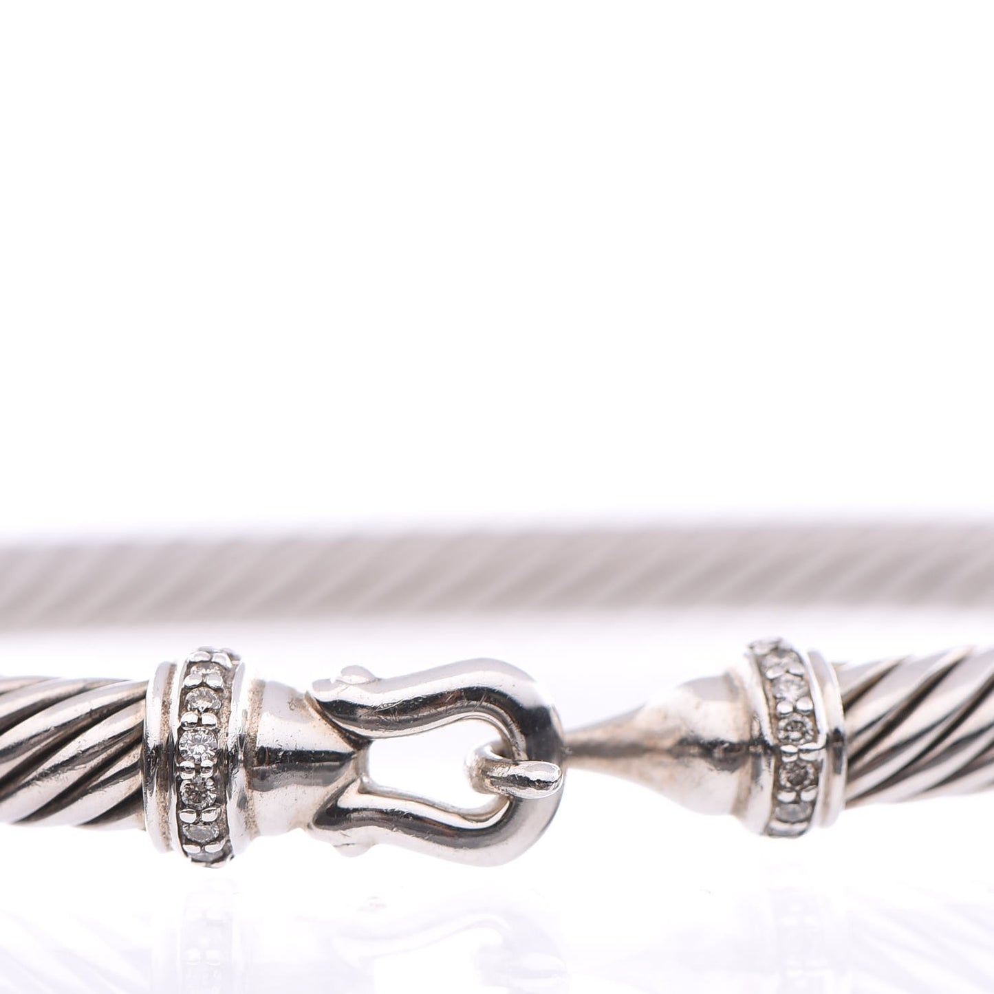 Sterling Silver Diamond 5mm Cable Buckle Bracelet