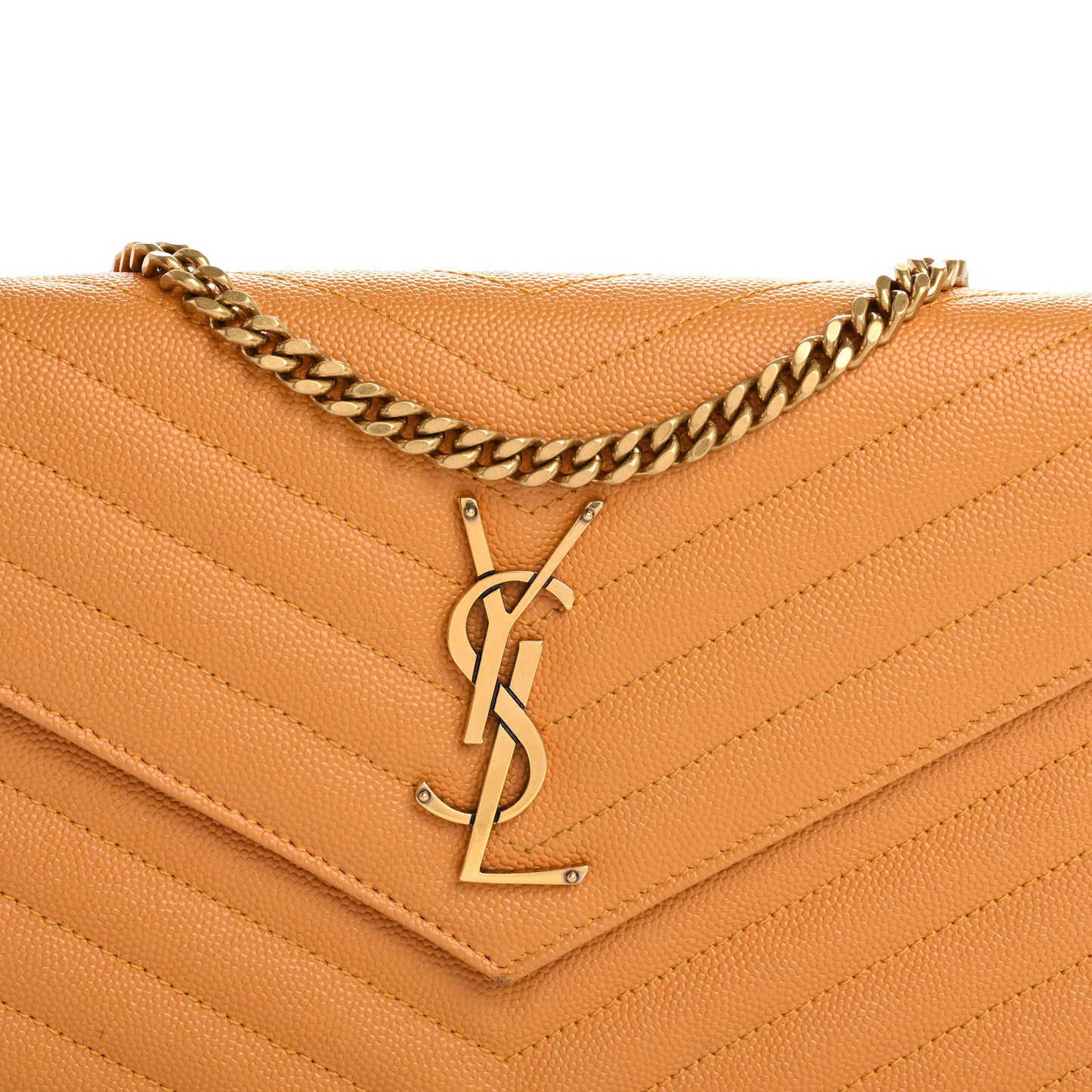 Grain De Poudre Matelasse Chevron Cassandre Chain Wallet Senape Yellow