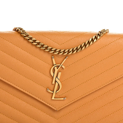 Saint Laurent Grain De Poudre Matelasse Chevron Cassandre Chain Wallet Senape Yellow 7 of 20