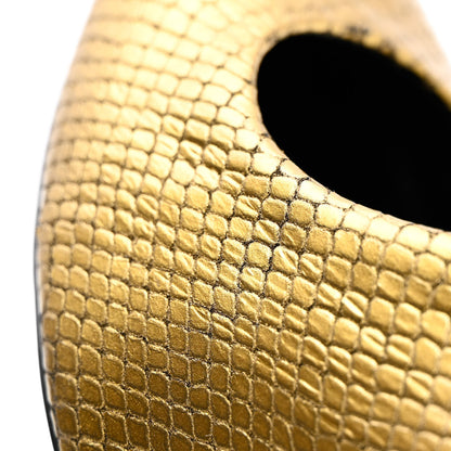 Balenciaga Metallic Calfskin Snakeskin Embossed Essex 110mm Pumps 37 Gold 13 of 13