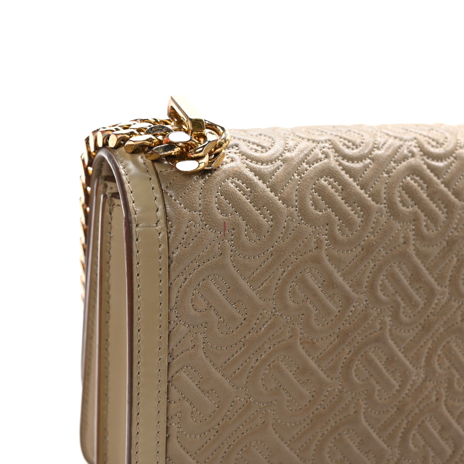 Burberry Calfskin Monogram Embossed Small TB Chain Bag Honey 12 of 12