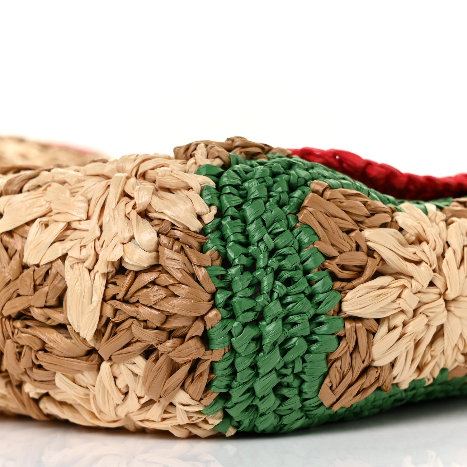Gucci Raffia Azalea Calfskin Crochet Flower Small GG Marmont Shoulder Bag Natural Ecru Green Red New Shamarock 9 of 9