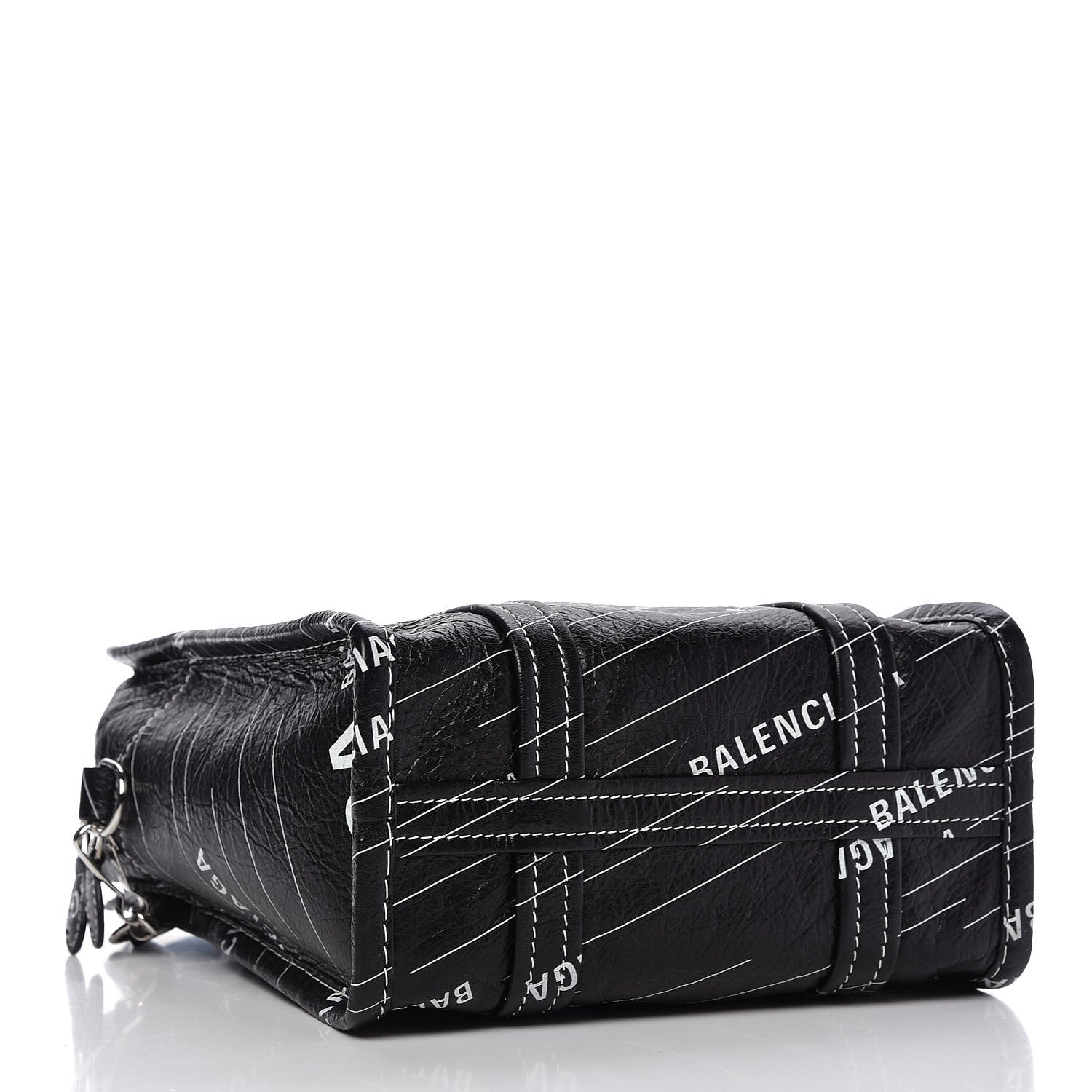 Balenciaga Agneau Arena Logo Multicolor Print XS Bazar Shopper Tote Black White 4 of 9