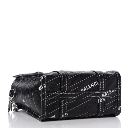 Balenciaga Agneau Arena Logo Multicolor Print XS Bazar Shopper Tote Black White 4 of 9