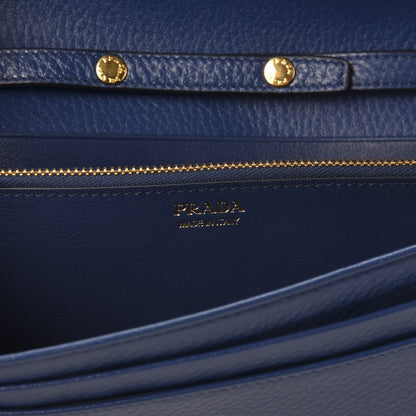 Prada Vitello Grain Metal Oro Chain Wallet Bluette 7 of 8