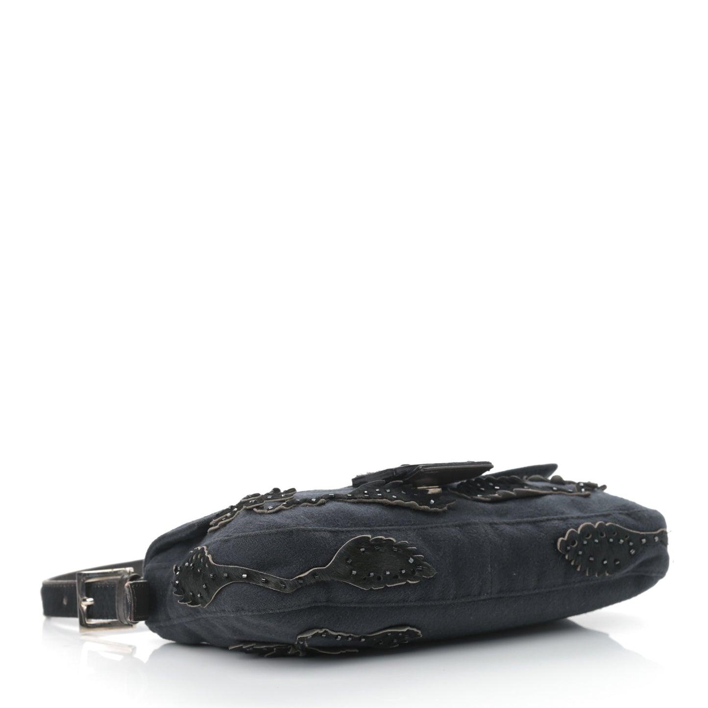 Wool Beaded Baguette Black