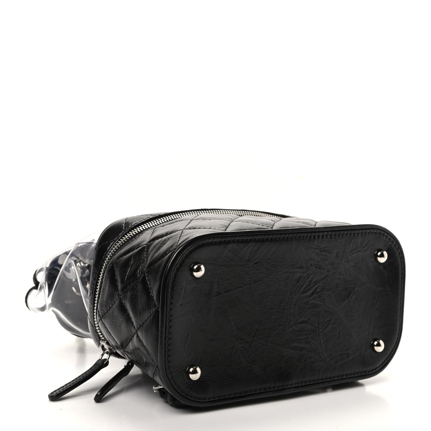 Crumpled Calfskin PVC Quilted Backpack Black