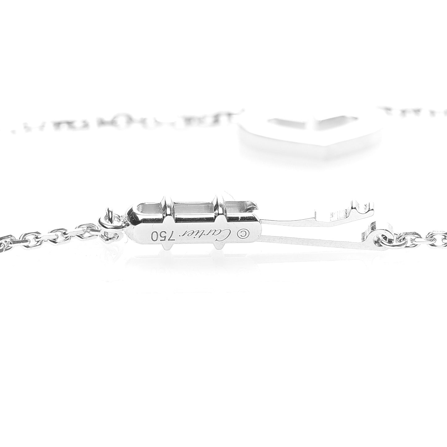 18K White Gold Diamond Small Hearts and Symbols Pendant Necklace