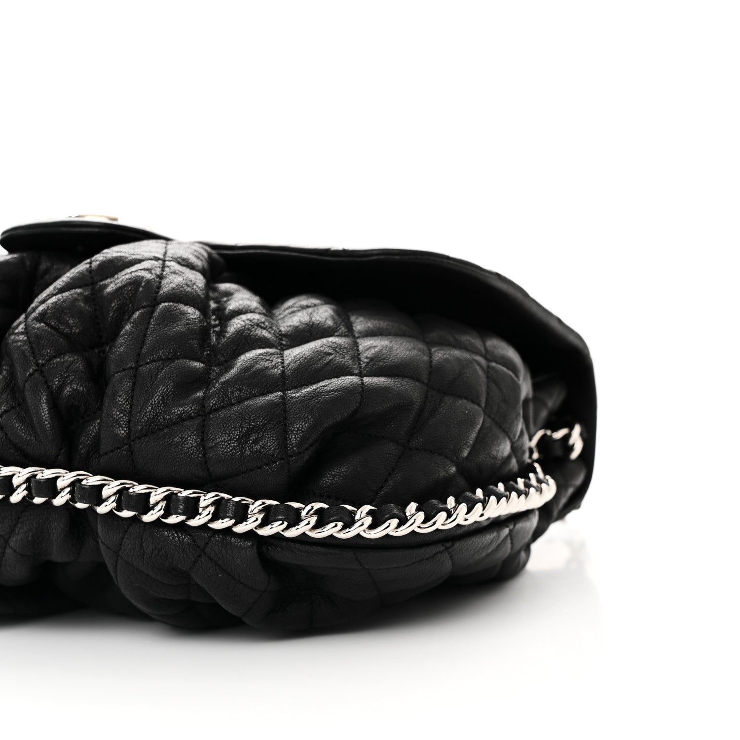Chanel Washed Lambskin Quilted Large Chain Around Messenger Black 10 of 11