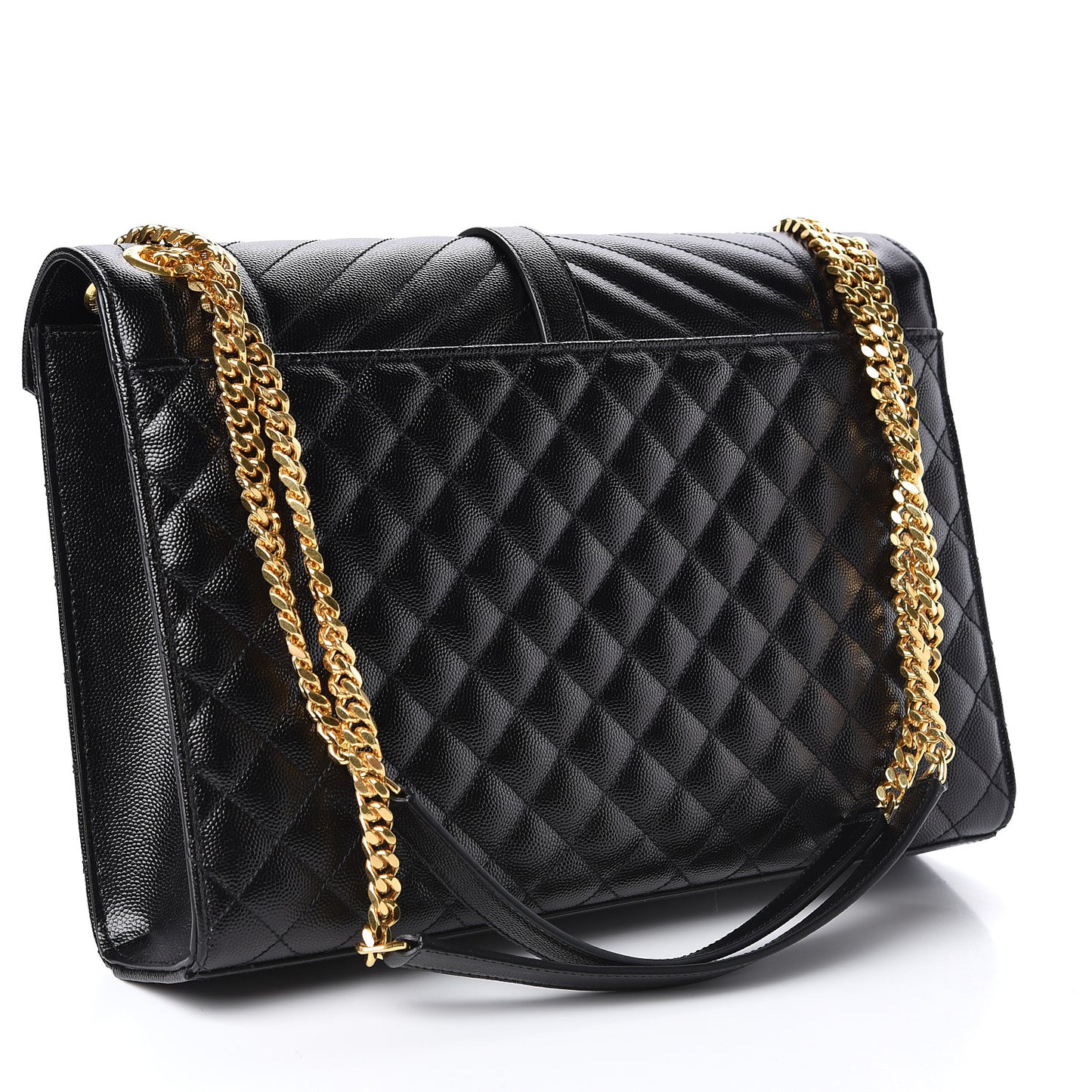 Grain De Poudre Textured Mixed Matelasse Large Triquilt Monogram Satchel Black