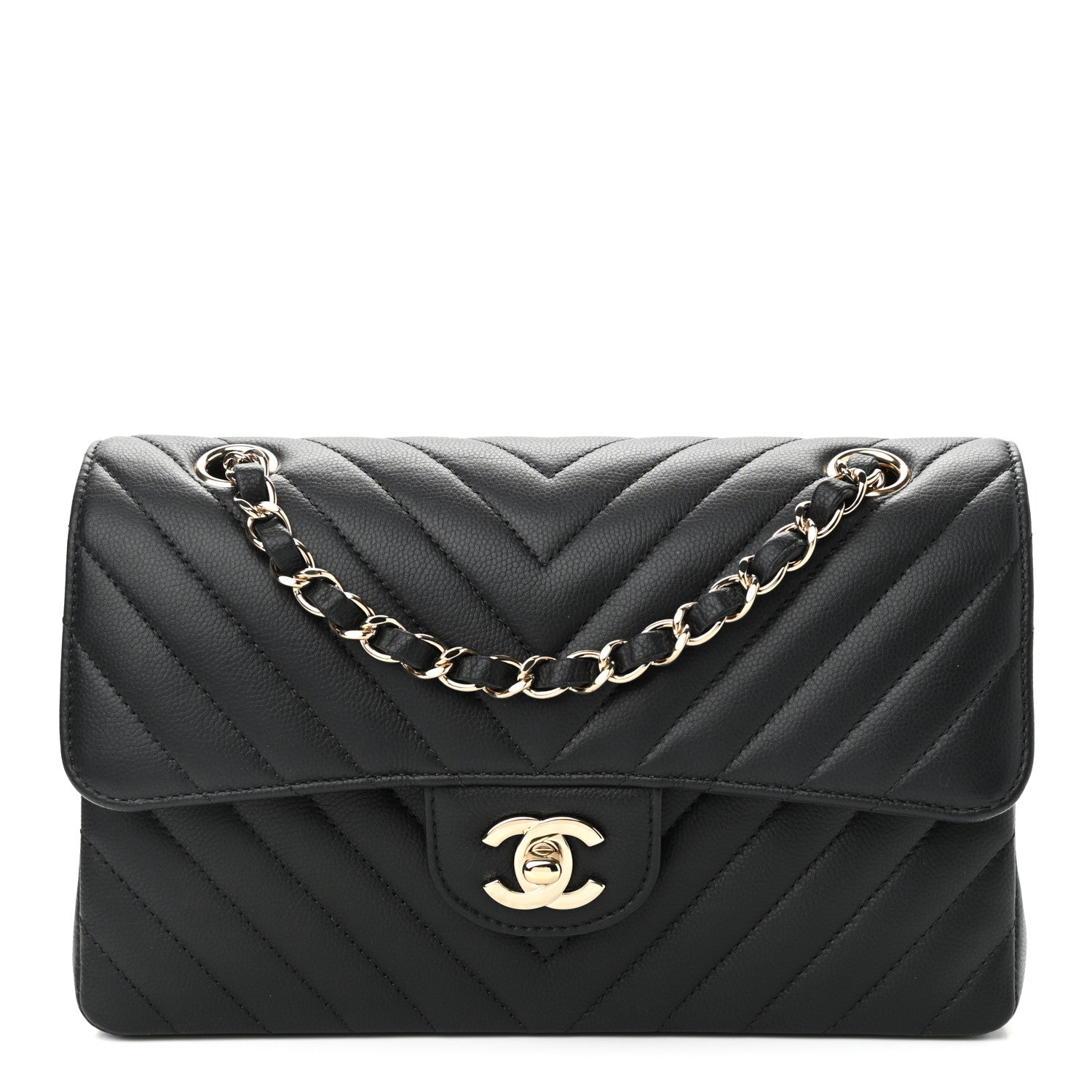 Chanel Caviar Chevron Quilted Small Double Flap Black 1 of 12